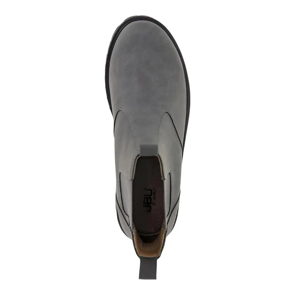 JBU Men's Kai Leather Slip & Water Resistant Chelsea Boots Gray Size 8